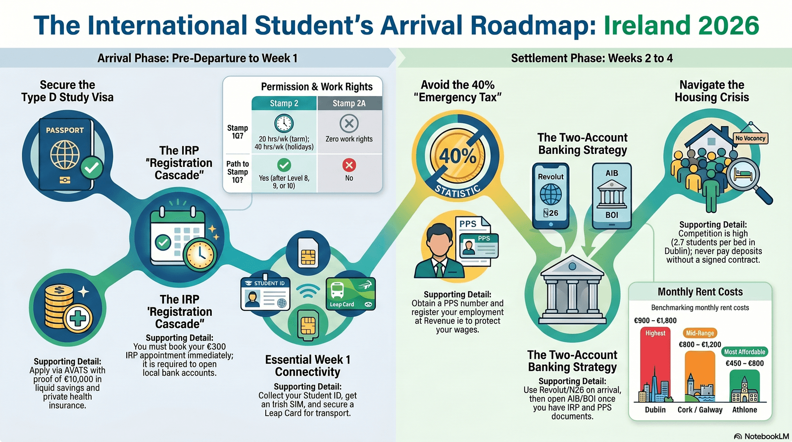 Ireland Student Arrival Roadmap 2026 - Visa, IRP, PPS, Housing, Safety guide for international students in Ireland
